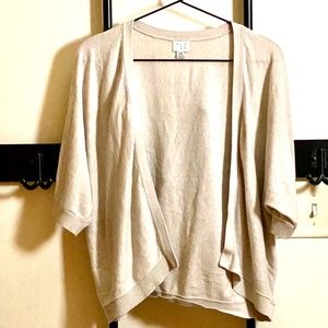 XXL Tan Cropped Short Sleeve Cardigan